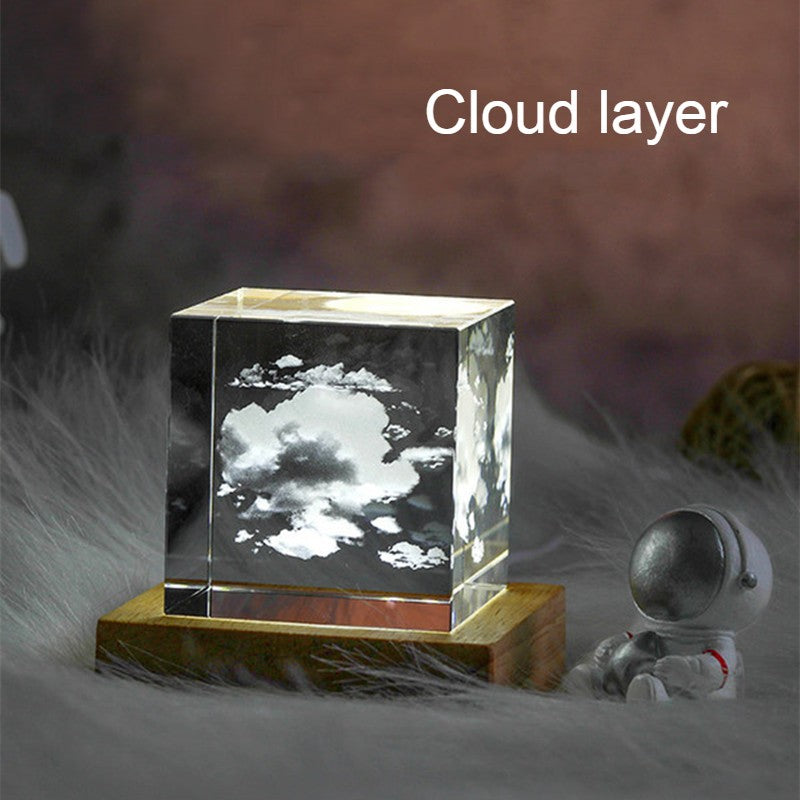 Colorful Glass Cube Lamp with LED Light Base