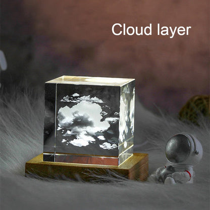 Colorful Glass Cube Lamp with LED Light Base