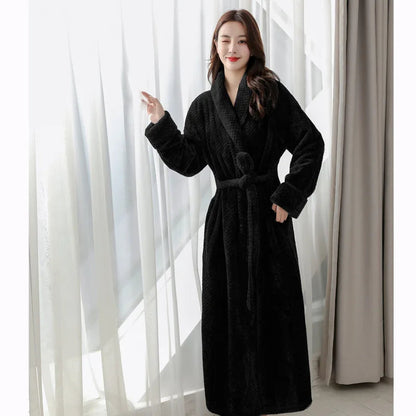 Plush Bathrobe with Hood and Waist Tie