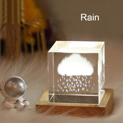 Colorful Glass Cube Lamp with LED Light Base