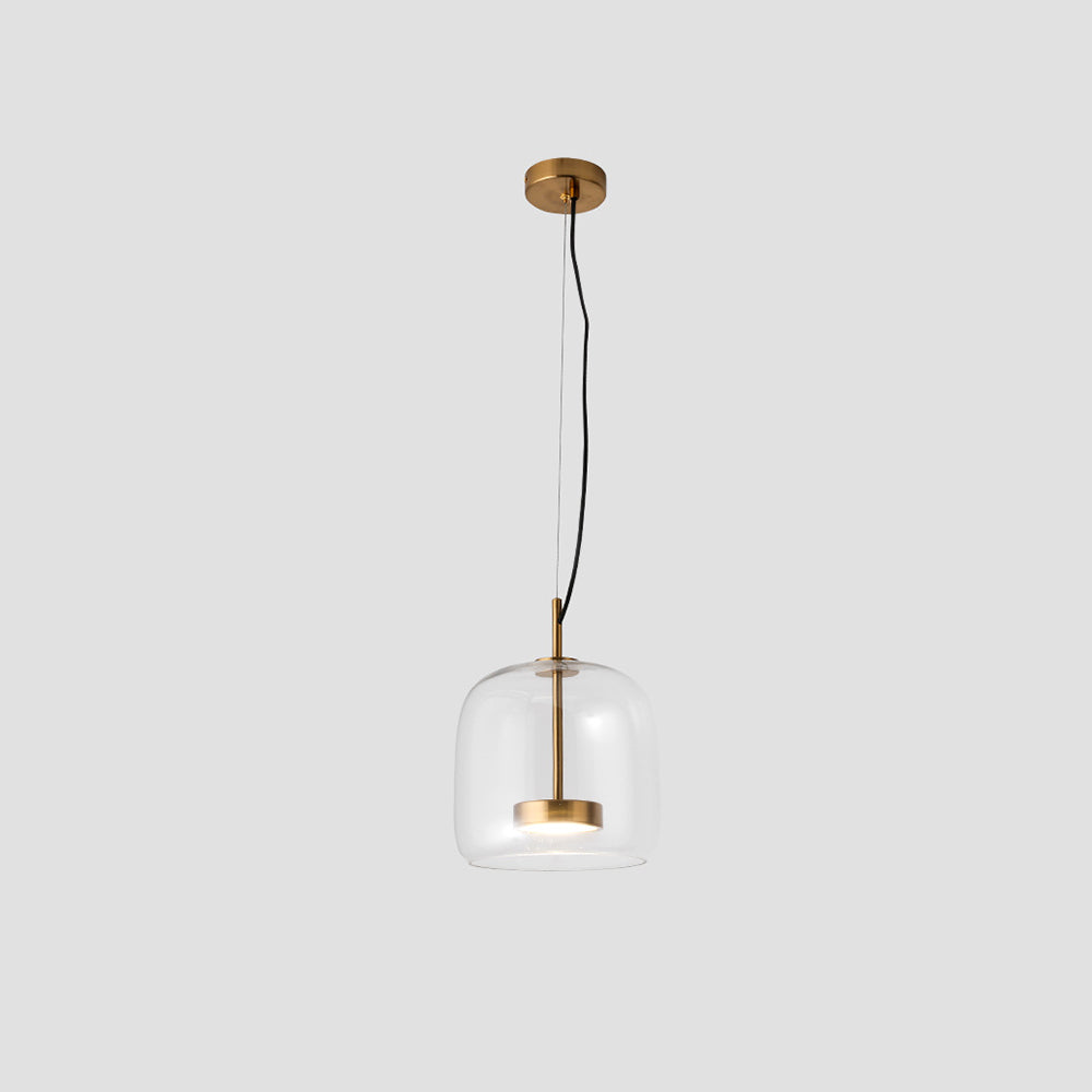 Vintage Pendant Light with Warm Amber Glass Shade