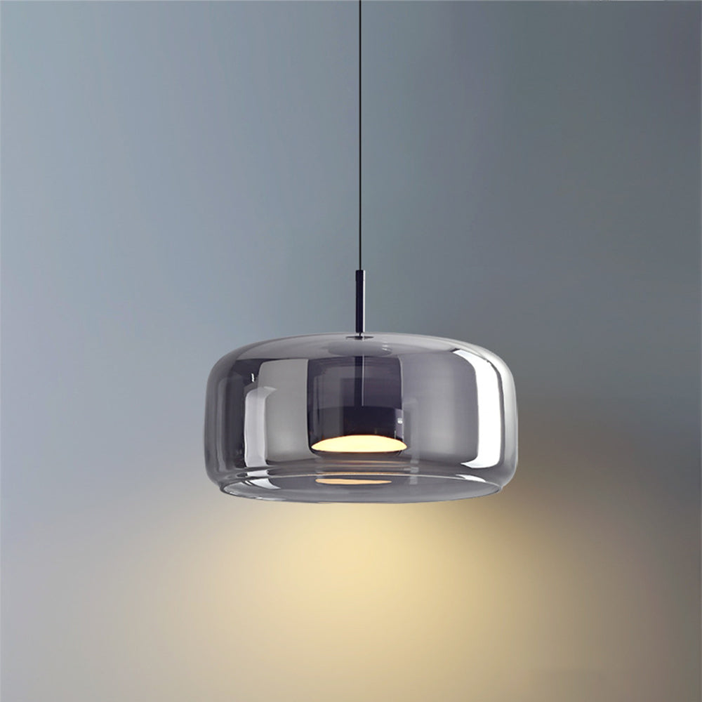 Vintage Pendant Light with Warm Amber Glass Shade