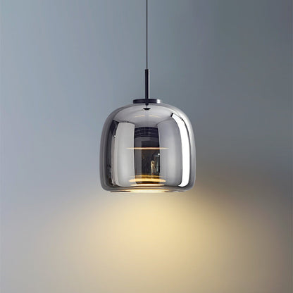 Vintage Pendant Light with Warm Amber Glass Shade