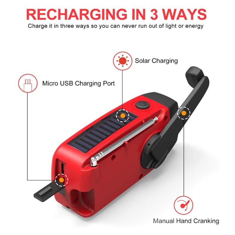 Portable Emergency Radio with Flashlight and Power Bank