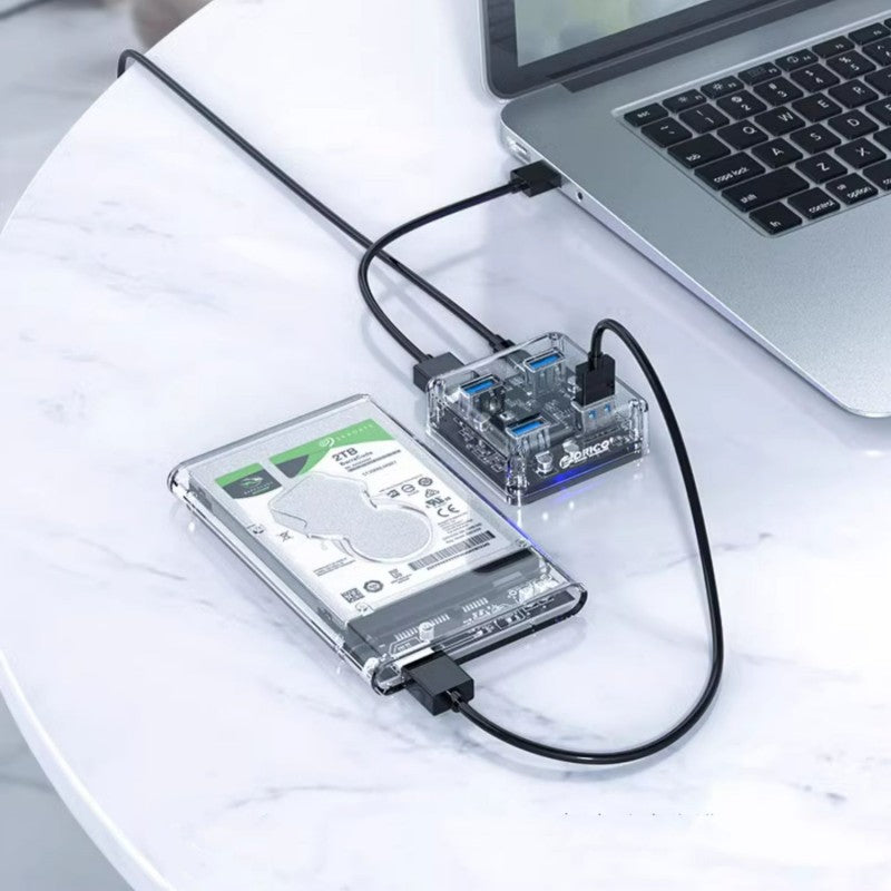 Clear Compact 4-Port USB 3.0 Hub Dock