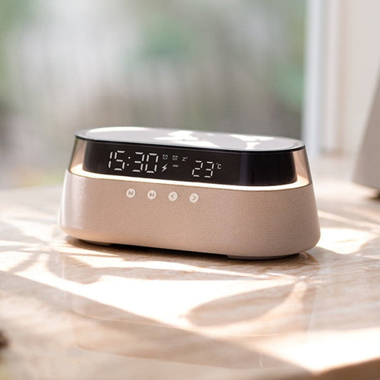 Compact Wireless Charging Clock Radio Bluetooth Speaker - Fesara
