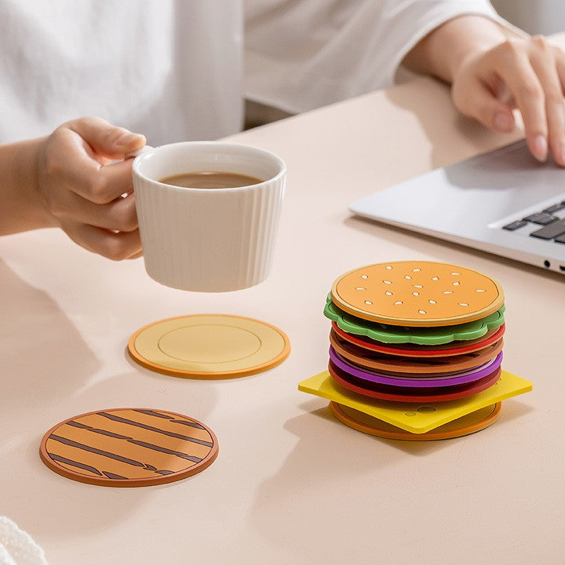 Fun Burger Shaped Thermal Coaster Set - Fesara