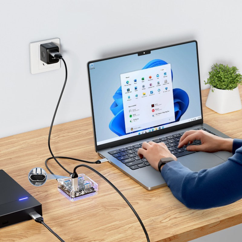 Clear Compact 4-Port USB 3.0 Hub Dock