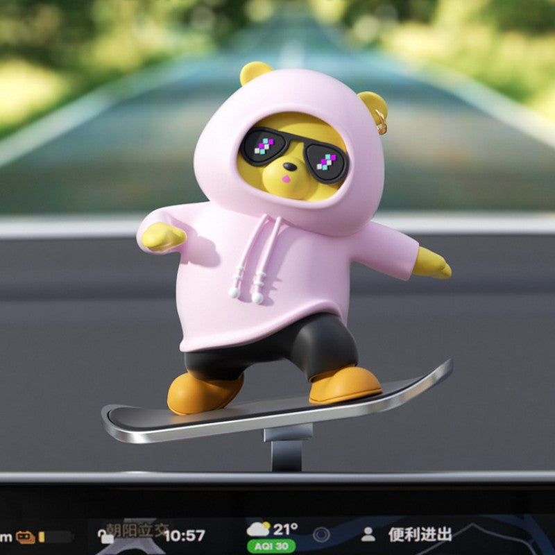 Fun Car Bear Figurine Dashboard Decoration
