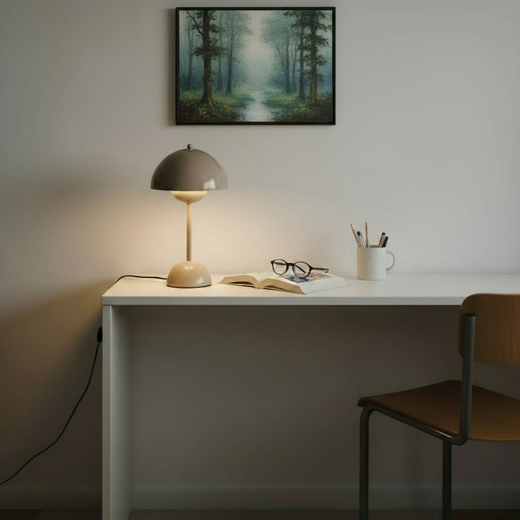 Contemporary Round Cordless LED Desk Lamp