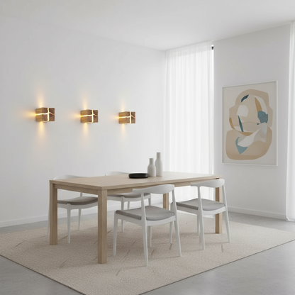 Natural Wooden Square Wall Lamp 1-Light