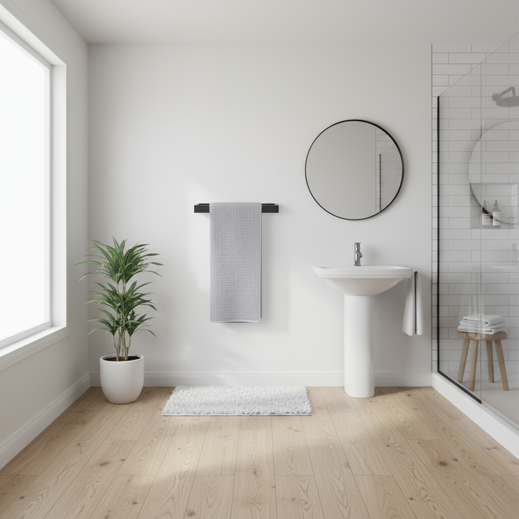 Sleek Black Metal Towel Holder - Fesara
