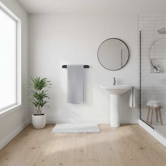 Sleek Black Metal Towel Holder - Fesara
