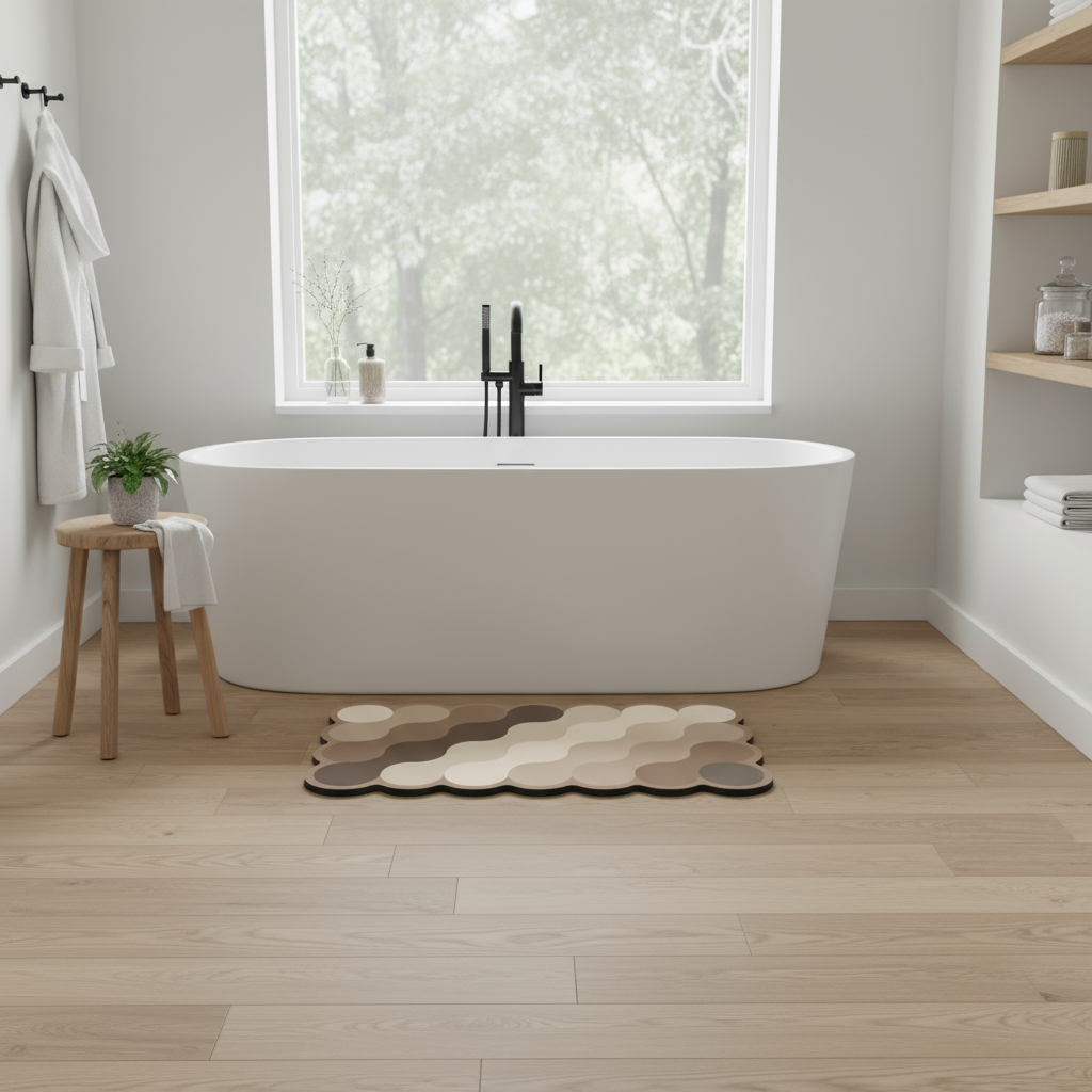 Soft Beige Bath Mat – Non Slip Quick Dry Shower Mat - Fesara