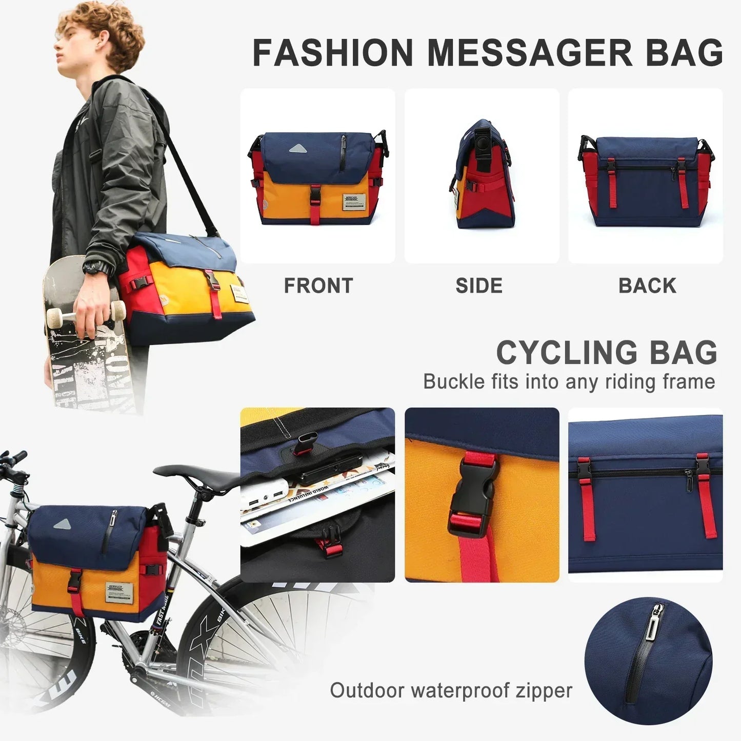 Stylish Waterproof Cross Body Travel Messenger Bag