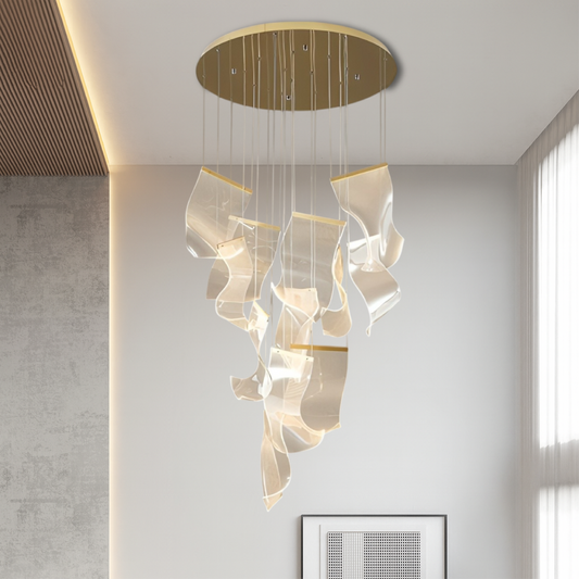 Luxury Glass Staircase Chandelier for Modern Homes - Fesara