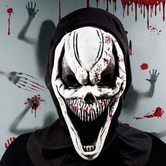 Scary Skull Full Face Halloween Mask with Hood - Fesara