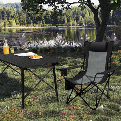 Compact Folding Recliner Chair with Footrest - Grey