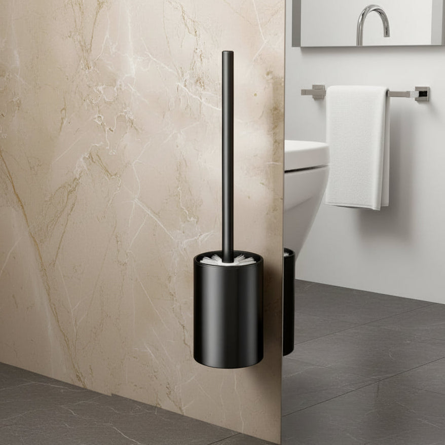 Wall Mount Black Bathroom Toilet Brush Storage Set - Fesara