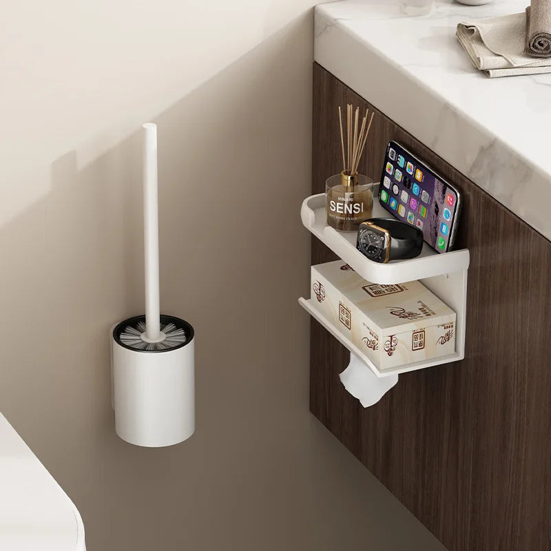 AeroStone | Stylish Black Wall Mounted Toilet Brush Holder Set 2