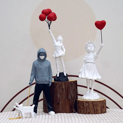 Banksy Figurines | Colorful Pop Art Decor | Home Office Sculptures