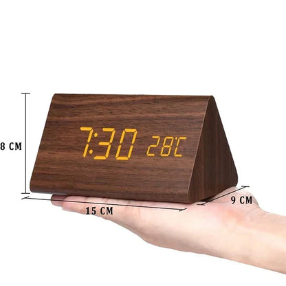 Smart Wooden Alarm Clock with Temperature Display