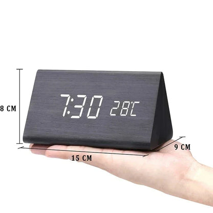 Smart Wooden Alarm Clock with Temperature Display