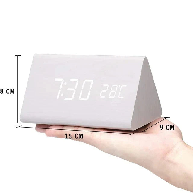 Smart Wooden Alarm Clock with Temperature Display