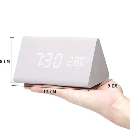 Smart Wooden Alarm Clock with Temperature Display