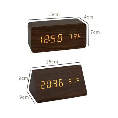 Smart Wooden Alarm Clock with Temperature Display