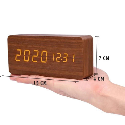 Smart Wooden Alarm Clock with Temperature Display