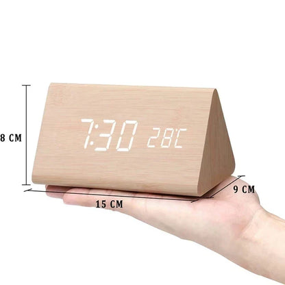 Smart Wooden Alarm Clock with Temperature Display