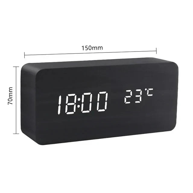 Smart Wooden Alarm Clock with Temperature Display
