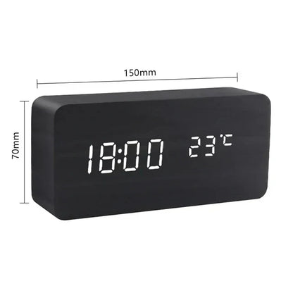 Smart Wooden Alarm Clock with Temperature Display