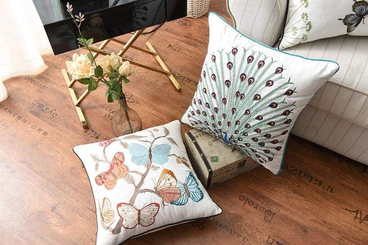Rustic Embroidered Country Cushion - Fesara