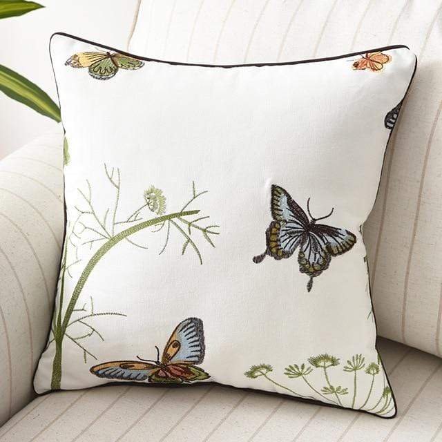 Rustic Embroidered Country Cushion