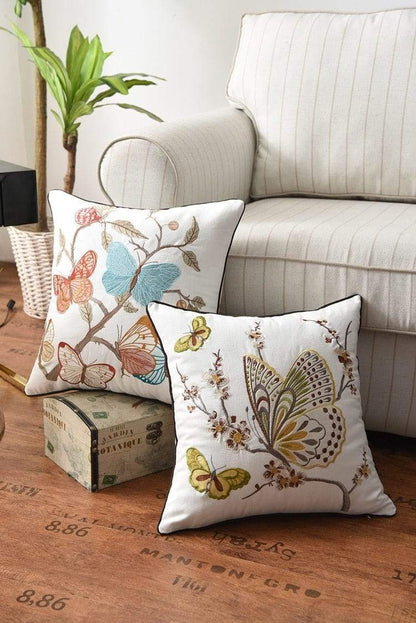 Rustic Embroidered Country Cushion