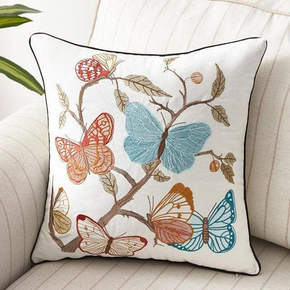Rustic Embroidered Country Cushion
