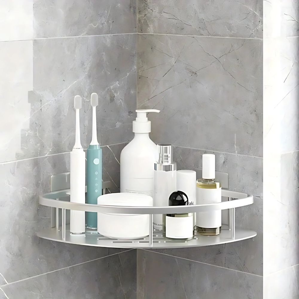 Slim Aluminum Curved Shower Organizer - Fesara