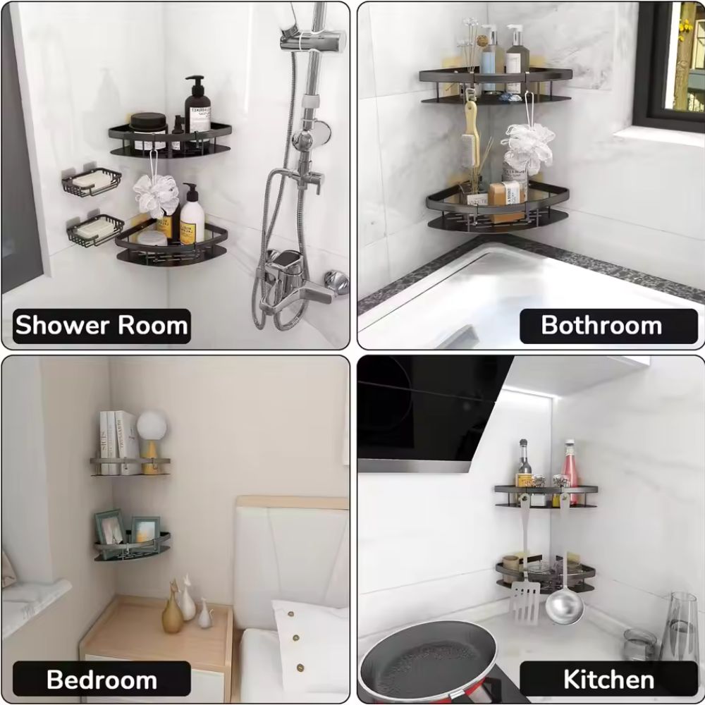 Slim Aluminum Curved Shower Organizer