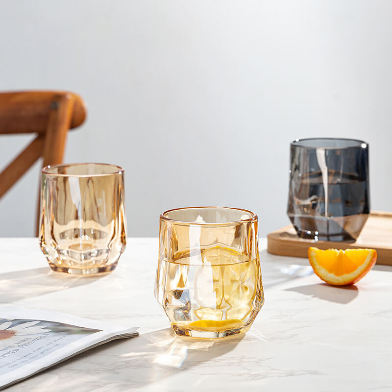 Warm Amber Glass Tumbler Cups