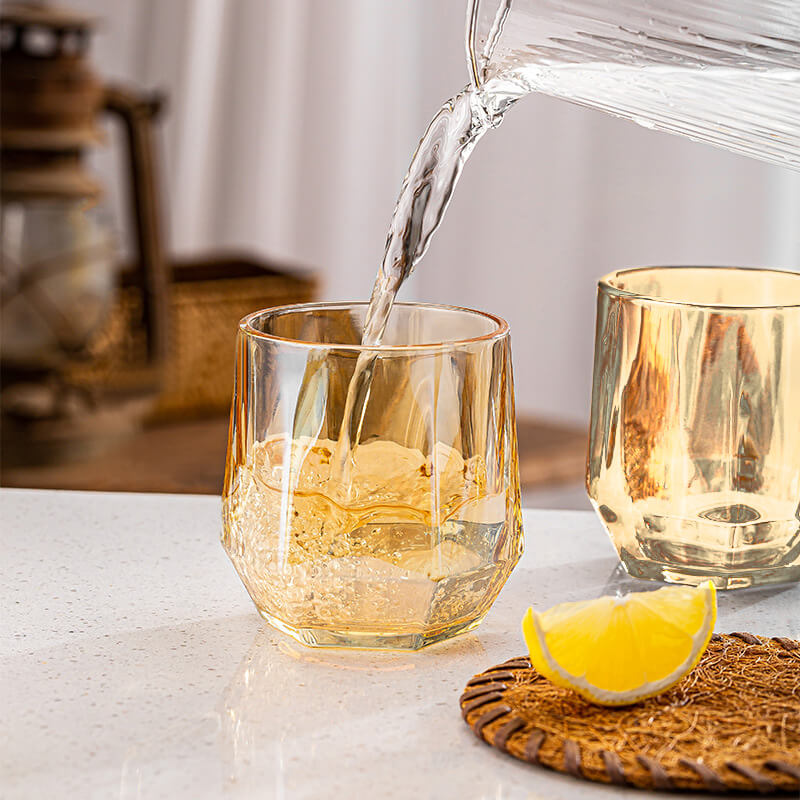 Warm Amber Glass Tumbler Cups