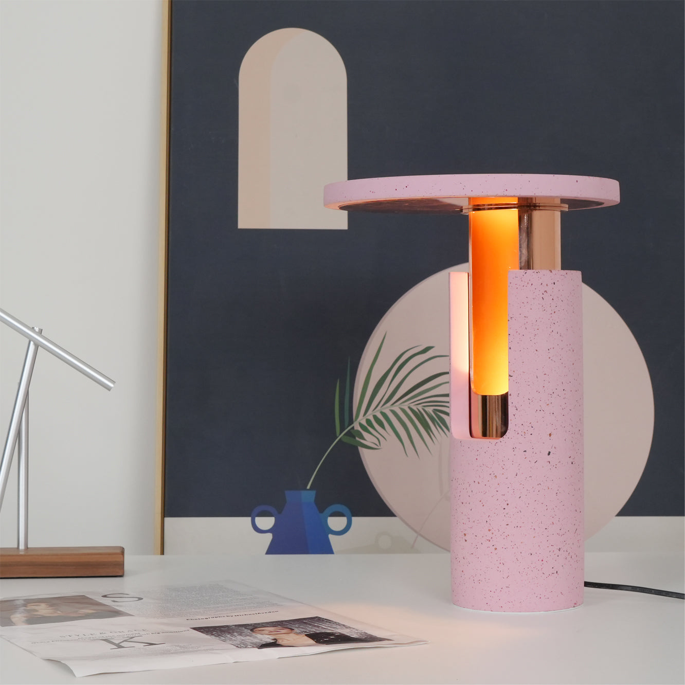 Cozy Amber Glass Table Lamp with Soft Warm Glow