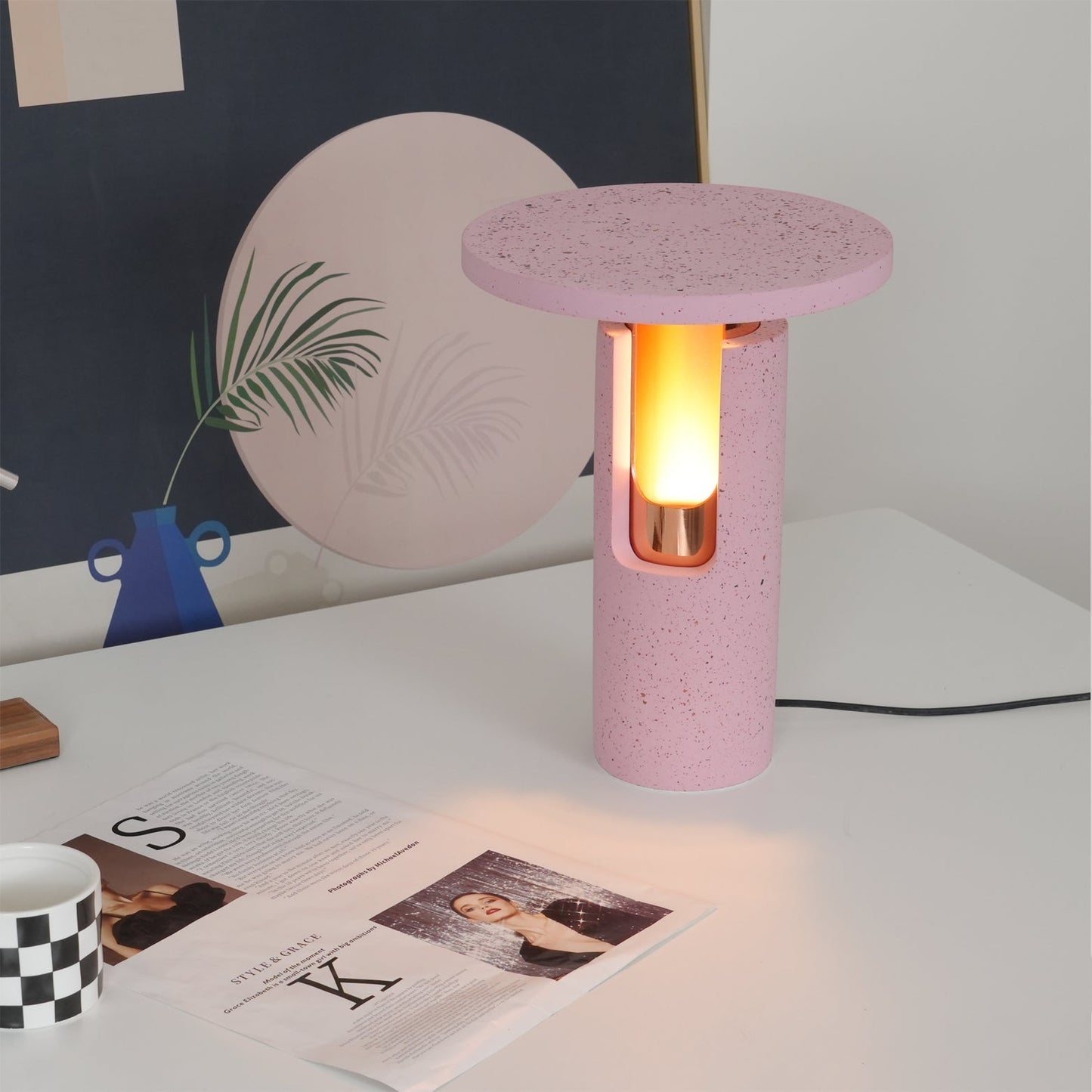 Cozy Amber Glass Table Lamp with Soft Warm Glow