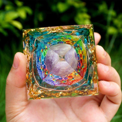 Purple Crystal Healing Ball with Blue Quartz Pyramid
