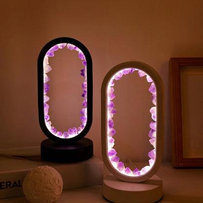 Elegant Glass Oval Desk Lamp with LED Light