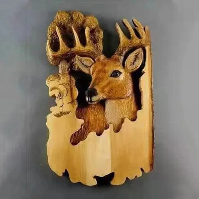 Natural Wood Animal Wall Art Decor Piece