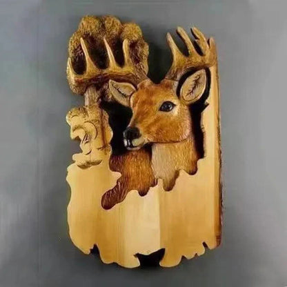Natural Wood Animal Wall Art Decor Piece