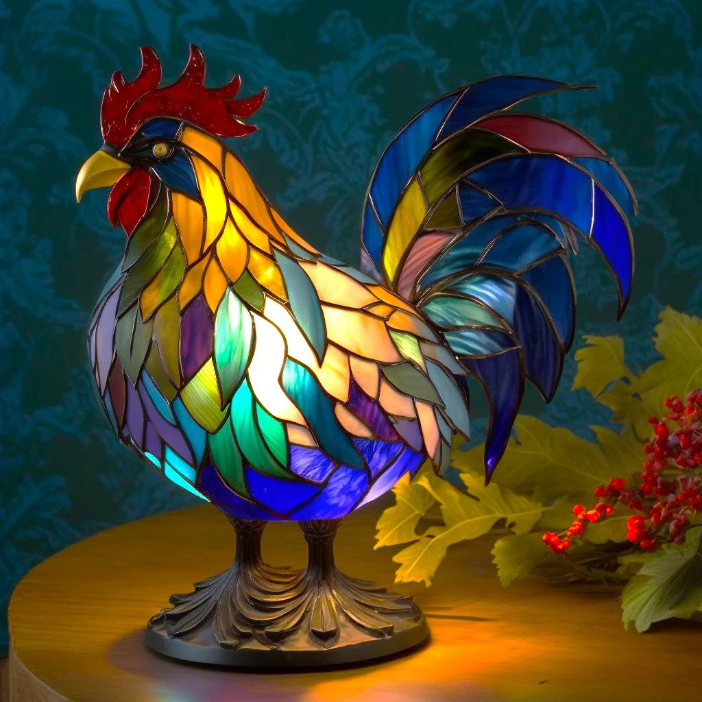Colorful Stained Glass Animal Table Lamp