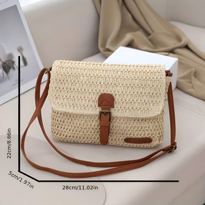 Natural Woven Straw Summer Tote Bag